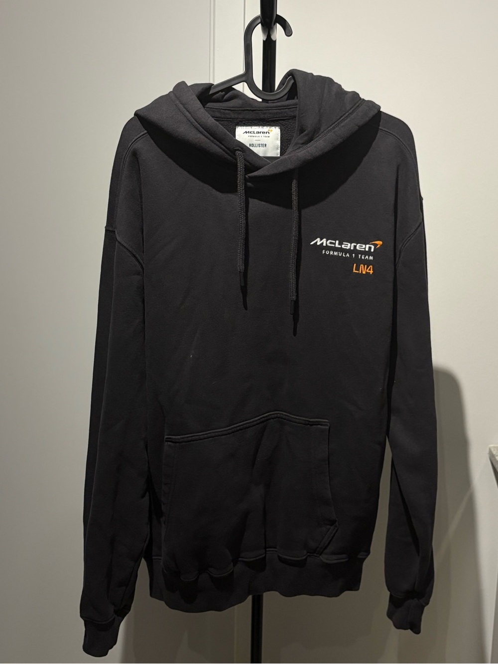 Hollister Black Crewneck Hoodie with Orange McLaren Accent